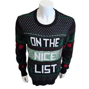 Well Worn brand Holiday Sweater sequin Naughty or Nice list black men's medium